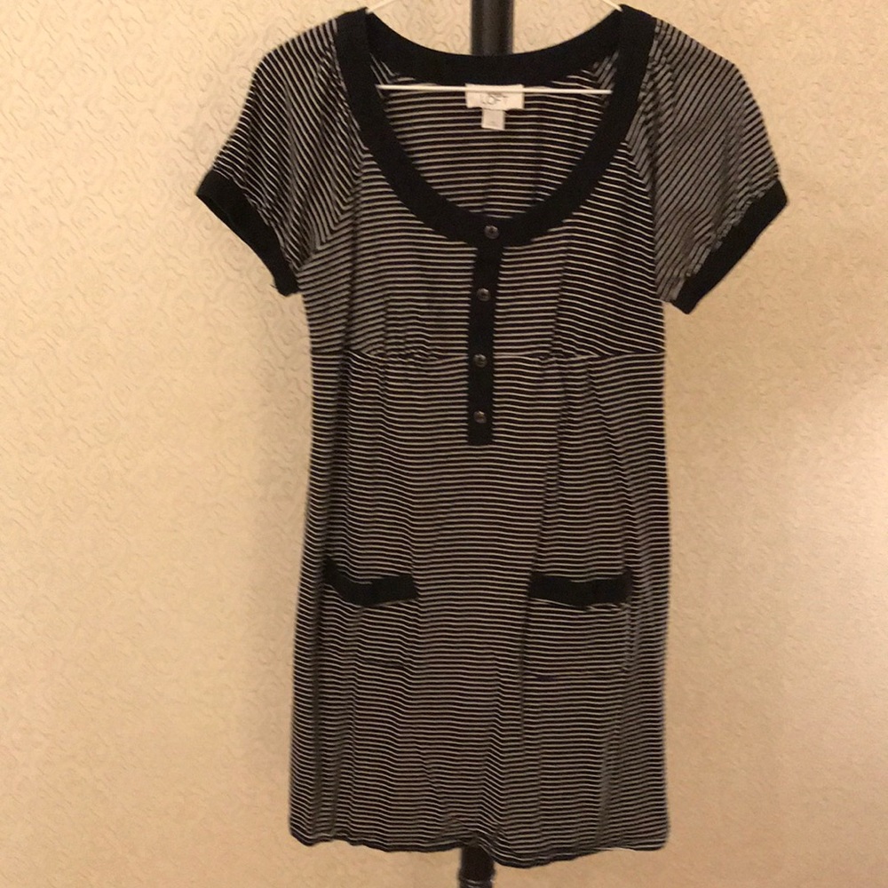 LOFT black & white striped T-shirt dress
